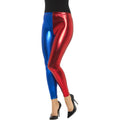 Metallic Harlekijn Cosplay -Leggings Blau Rot Damen