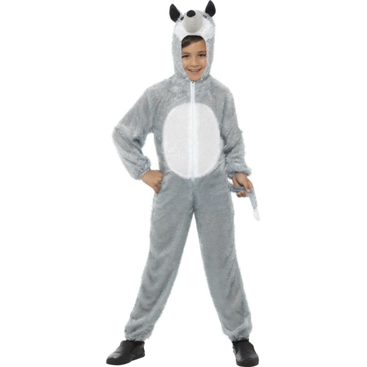 Op deze afbeelding zie je een Kostuums, van het merk Smiffy's. Zachte Grijze Steppen Wolf Kind Kostuum