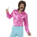 Schönes Und Enge Rosa 70er Jahre Disco -Shirt Herren