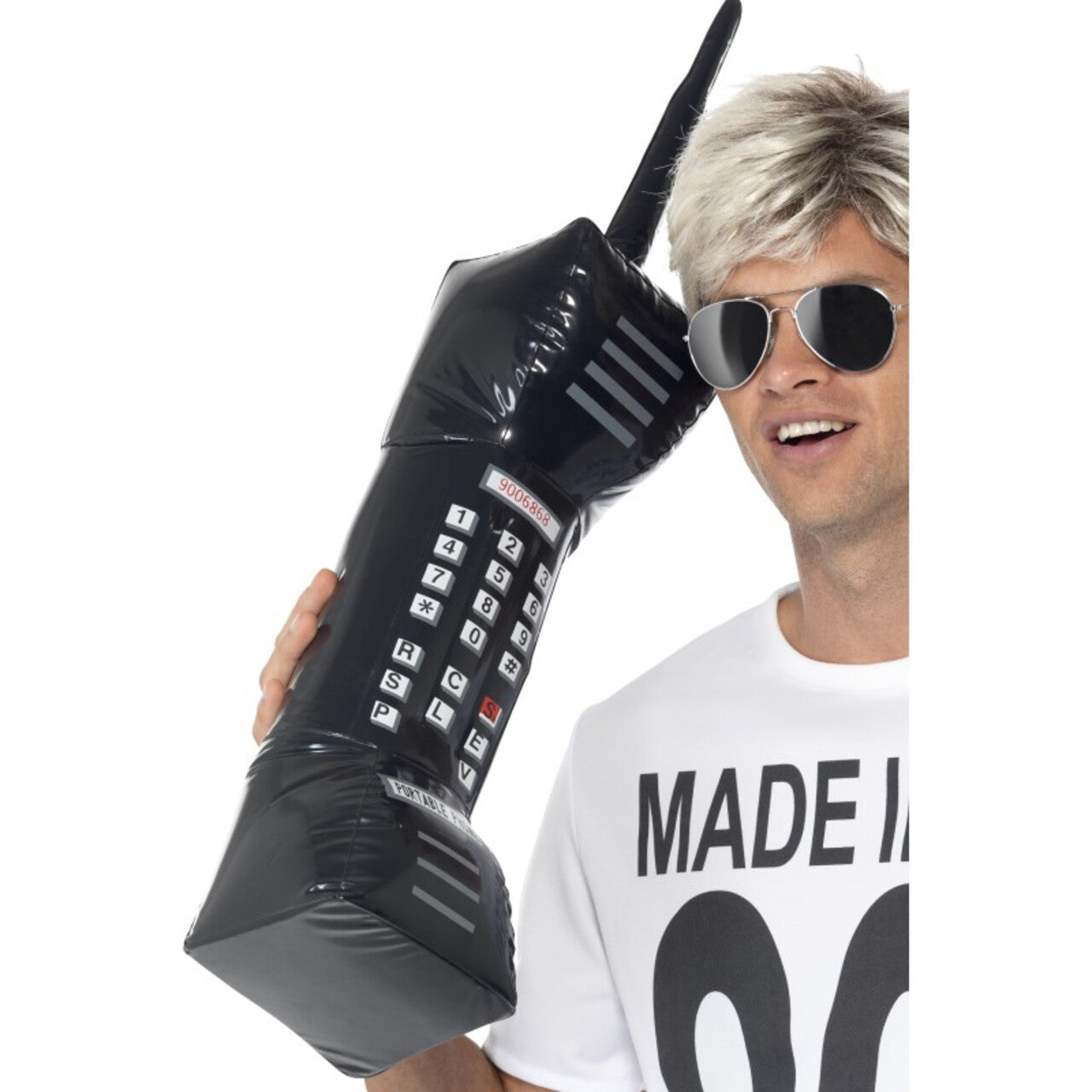 Op deze afbeelding zie je een Accessoires, van het merk Smiffy's. Gigantische Opblaasbare Mobiele Telefoon Retro 76 Centimeter