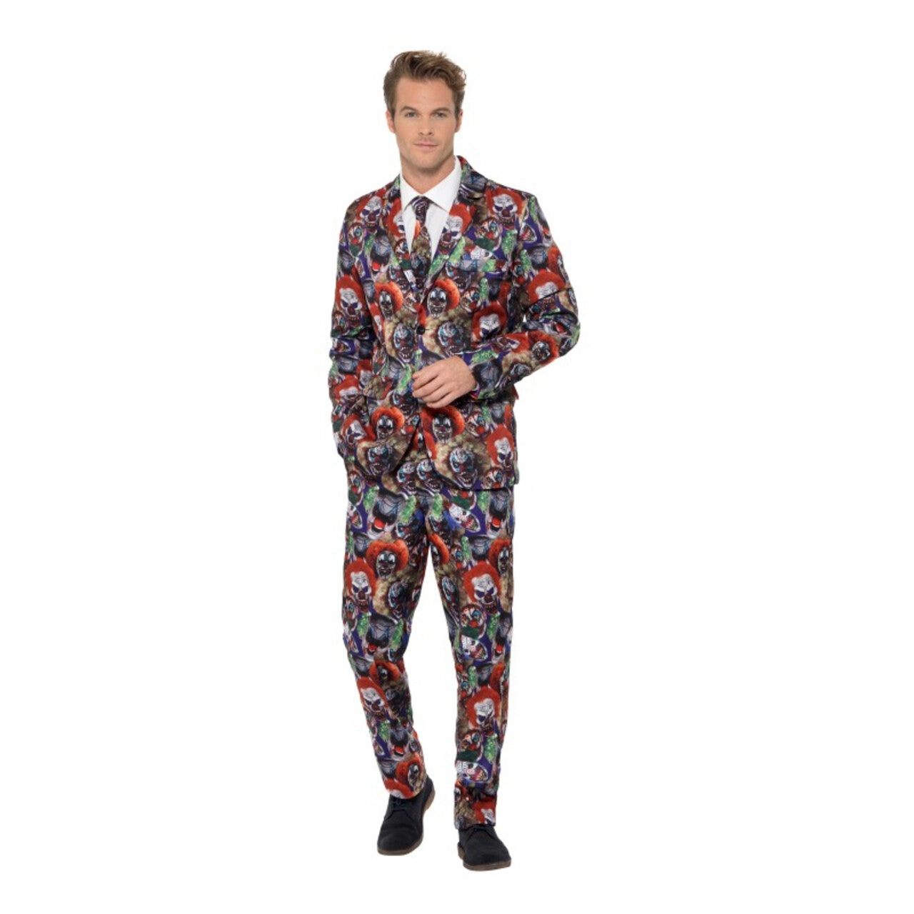 Op deze afbeelding zie je een Kostuums, van het merk Smiffy's. Creepy Clown Horror Halloween Man Kostuum