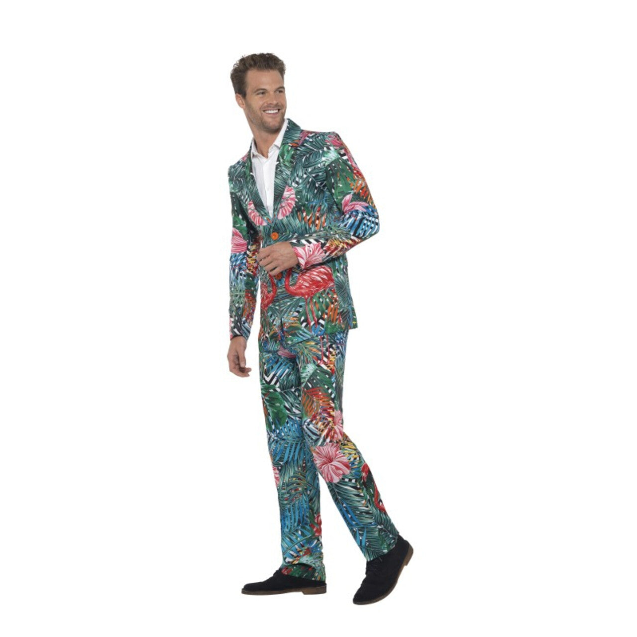 Op deze afbeelding zie je een Kostuums, van het merk Smiffy's. Tropisch Flamingo Hawaii Man Kostuum