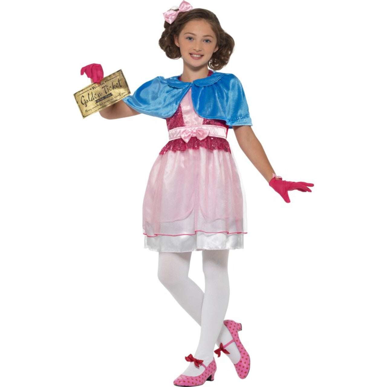 Op deze afbeelding zie je een Kostuums, van het merk Smiffy's. Roald Dahl Sjakie En De Chocoladefabriek Veruca Salt Peper Meisje Kostuum