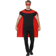 Op deze afbeelding zie je een Kostuums, van het merk Smiffy's. Rode Cape En Oogmasker Superheld Kostuum