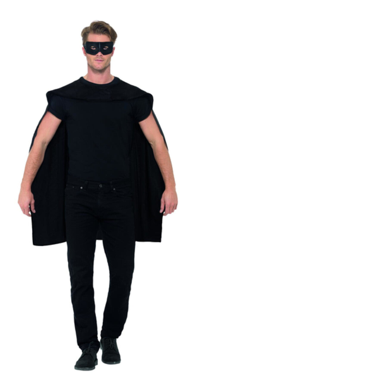 Op deze afbeelding zie je een Kostuums, van het merk Smiffy's. Zwarte Cape En Oogmasker Mexicaanse Superheld Kostuum
