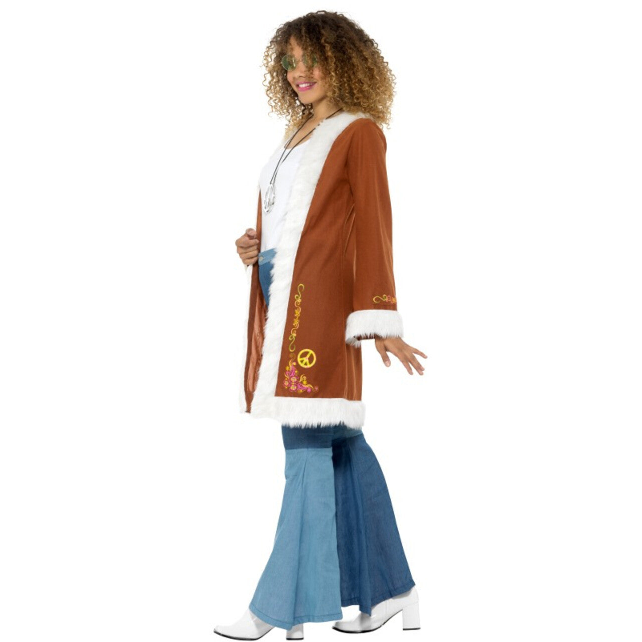 Op deze afbeelding zie je een Kostuums, van het merk Smiffy's. Retro Afghaanse Jaren 60 Flower Power Jas Vrouw