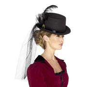 Op deze afbeelding zie je een Accessoires, van het merk Smiffy's. Victoriaanse Hoge Hoed Met Sluier En Broche