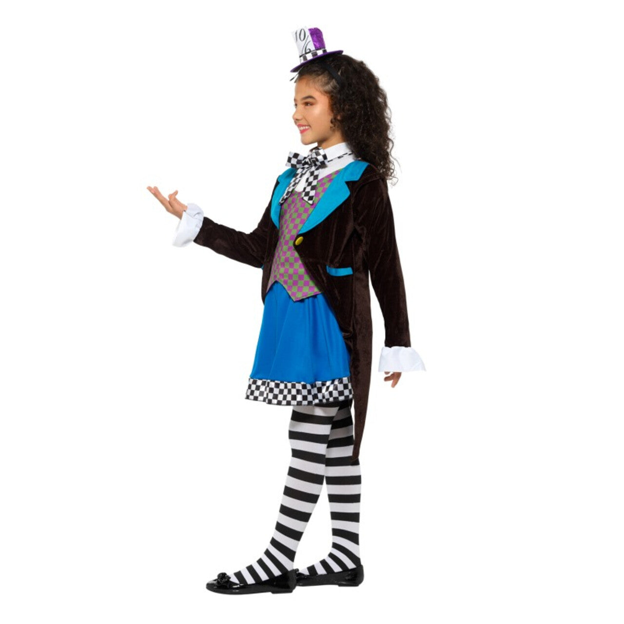 Op deze afbeelding zie je een Kostuums, van het merk Smiffy's. Kleine Miss Hatter Uit Wonderland Meisje Kostuum