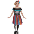 Schwarzy Mexikanische Dias De Los Muertos Kostüm für Mädchen