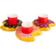 Op deze afbeelding zie je een Decoratie, van het merk Smiffy's. 3 Opblaasbare Donut Bekerhouders