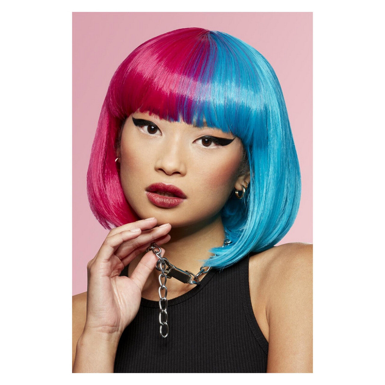 Op deze afbeelding zie je een Accessoires, van het merk Smiffy's. Blue Valentine Roze Blauw Pruik