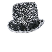 Op deze afbeelding zie je een Accessoires, van het merk Smiffy's. Pailletten Glinster Hoed Showmaster Zilver Zwart