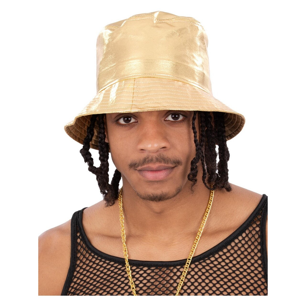 Op deze afbeelding zie je een Accessoires, van het merk Smiffy's. 90s Hip Hop Festival Hoed Goud