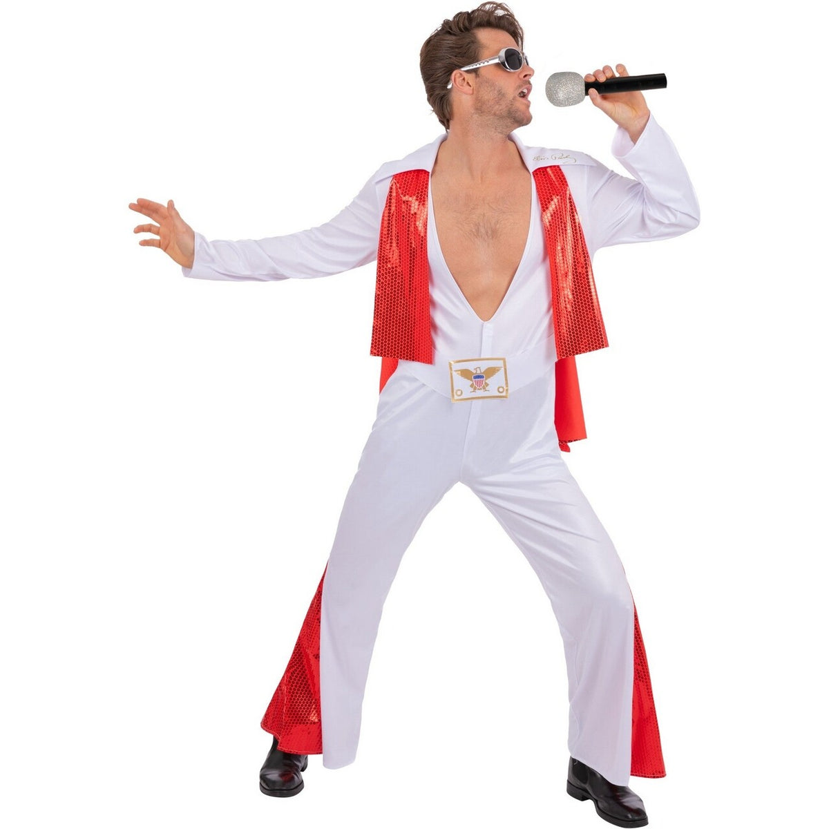 Op deze afbeelding zie je een Kostuums, van het merk Smiffy's. Elvis Viva Las Vegas Man Kostuum