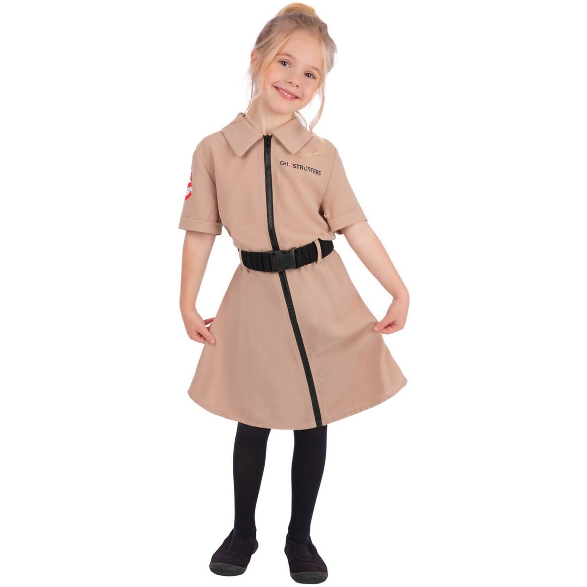 Op deze afbeelding zie je een Kostuums, van het merk Smiffy's. Girly Ghostbusters Meisje Kostuum