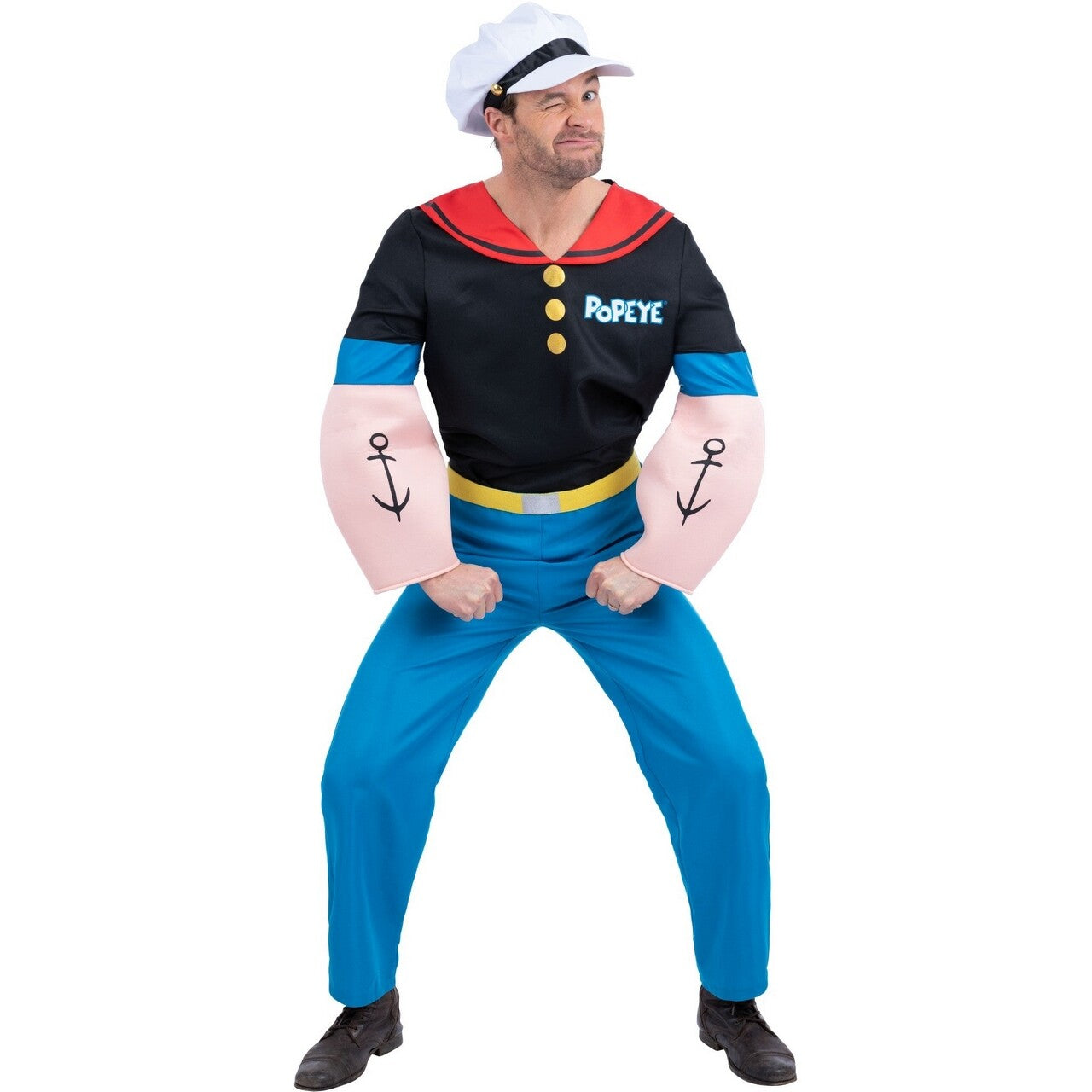 Op deze afbeelding zie je een Kostuums, van het merk Smiffy's. Popeye Spinaziesterk Man Kostuum