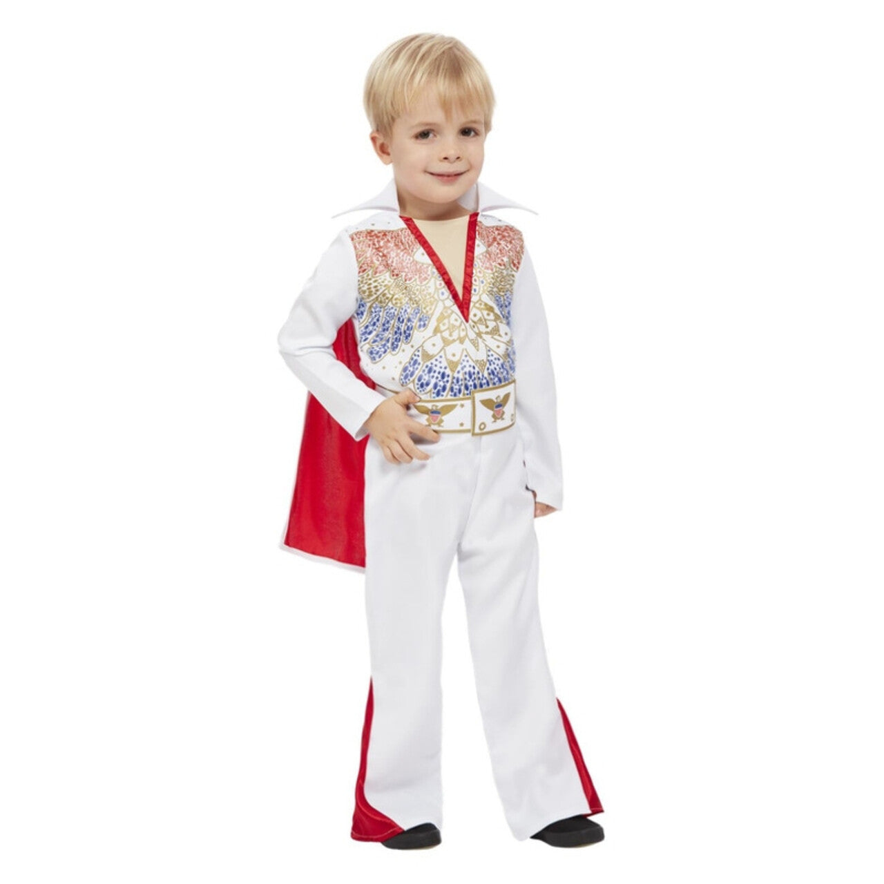 Op deze afbeelding zie je een Kostuums, van het merk Smiffy's. Elvis De Pelvis Rock N Roll Kind Kostuum