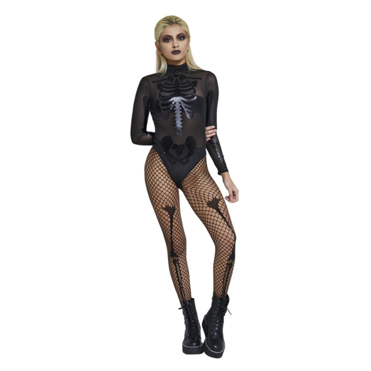 Op deze afbeelding zie je een Kostuums, van het merk Smiffy's. Doorzichtige Skelet Body Vrouw