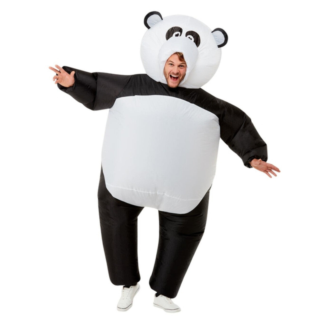 Op deze afbeelding zie je een Kostuums, van het merk Smiffy's. Opblaasbare Giga Panda Man Kostuum