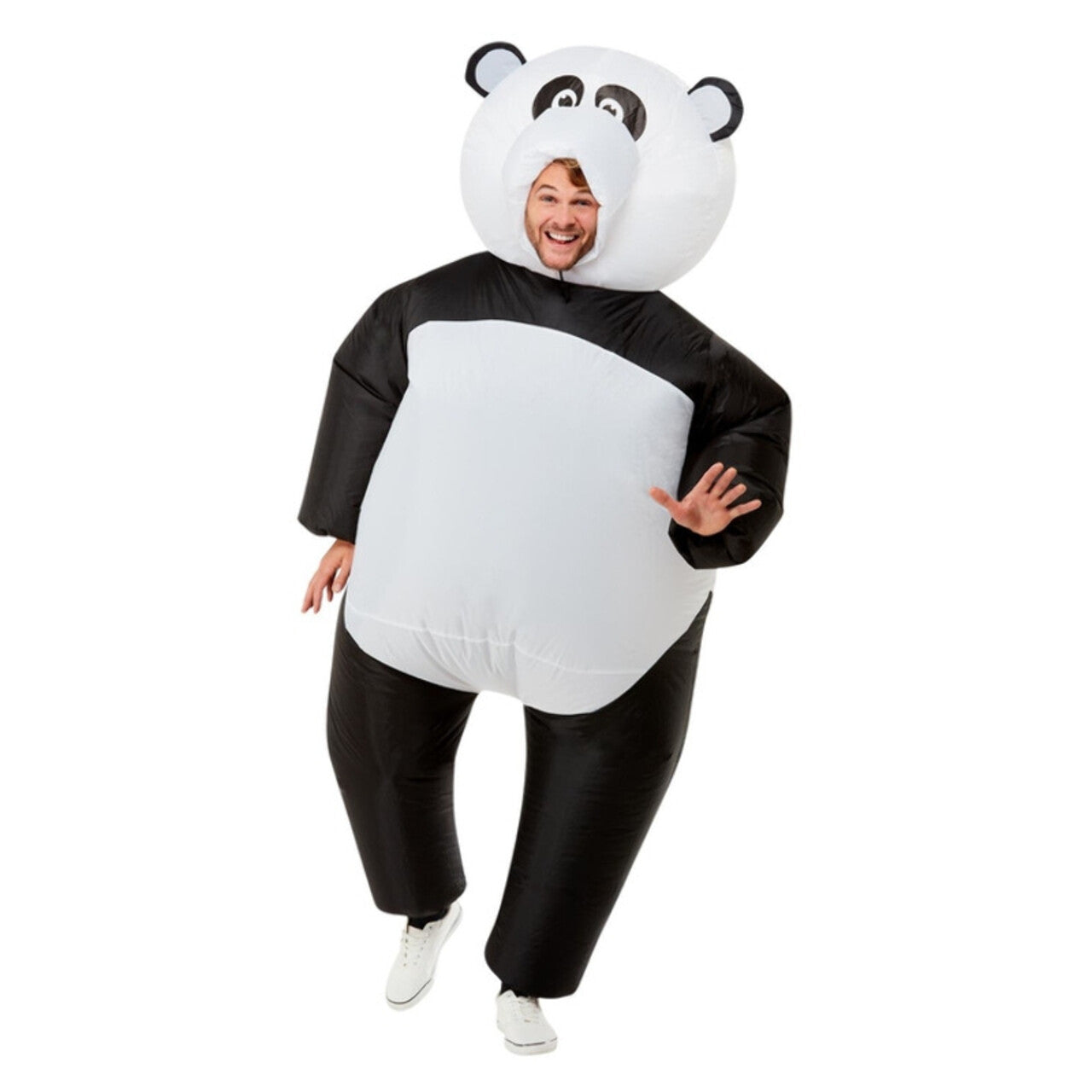 Op deze afbeelding zie je een Kostuums, van het merk Smiffy's. Opblaasbare Giga Panda Man Kostuum
