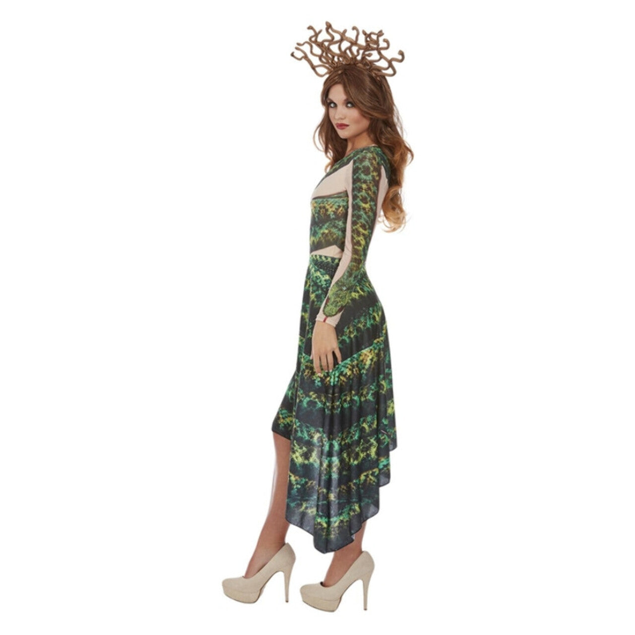 Op deze afbeelding zie je een Kostuums, van het merk Smiffy's. Medusa De Groene Bosnimf Vrouw Kostuum