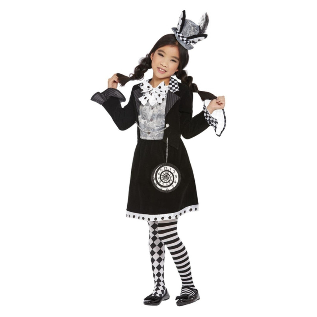 Op deze afbeelding zie je een Kostuums, van het merk Smiffy's. Mini Mad Hatter Meisje Kostuum