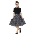 1950er Jahre Schwarz -Weißer Punkte Polka Punkt Kostüm für Mädchen