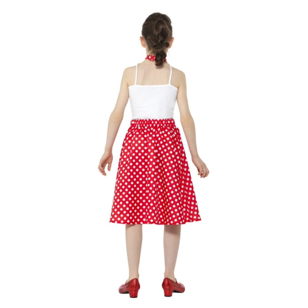 Op deze afbeelding zie je een Kostuums, van het merk Smiffy's. Rode Stippen Jaren 50 Polka Dot Meisje Kostuum