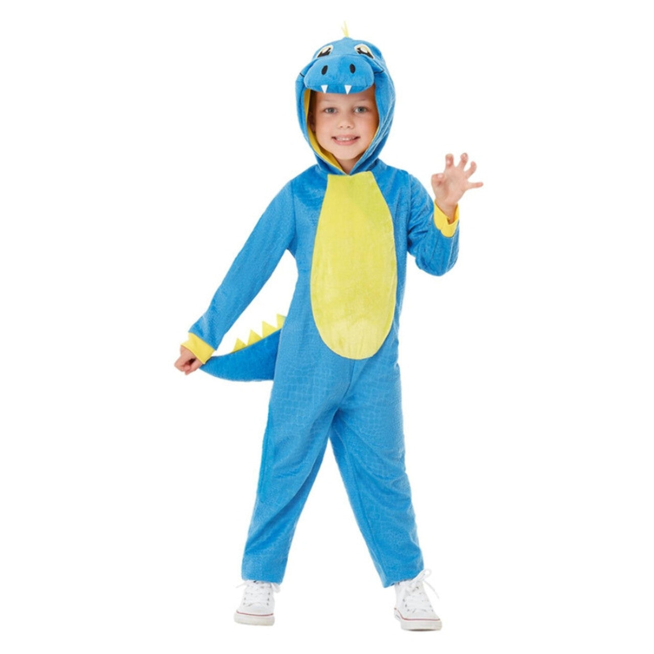 Op deze afbeelding zie je een Kostuums, van het merk Smiffy's. Blauwe Vuurspuwende Draak Kind Kind Kostuum
