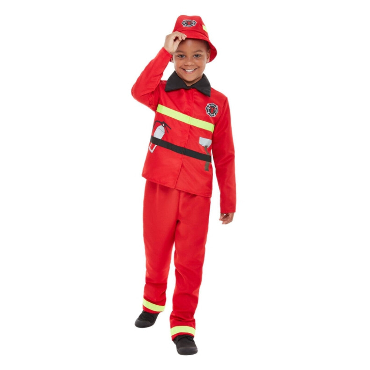 Op deze afbeelding zie je een Kostuums, van het merk Smiffy's. Kleine Vuurvechter Blust Brandjes Jongen Kostuum