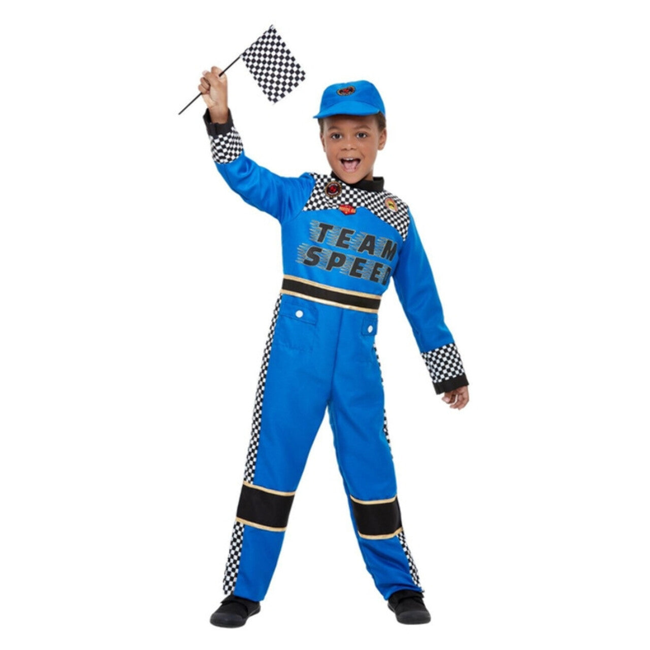Op deze afbeelding zie je een Kostuums, van het merk Smiffy's. F1 Coureur Snelste Rondetijd Jongen Kostuum