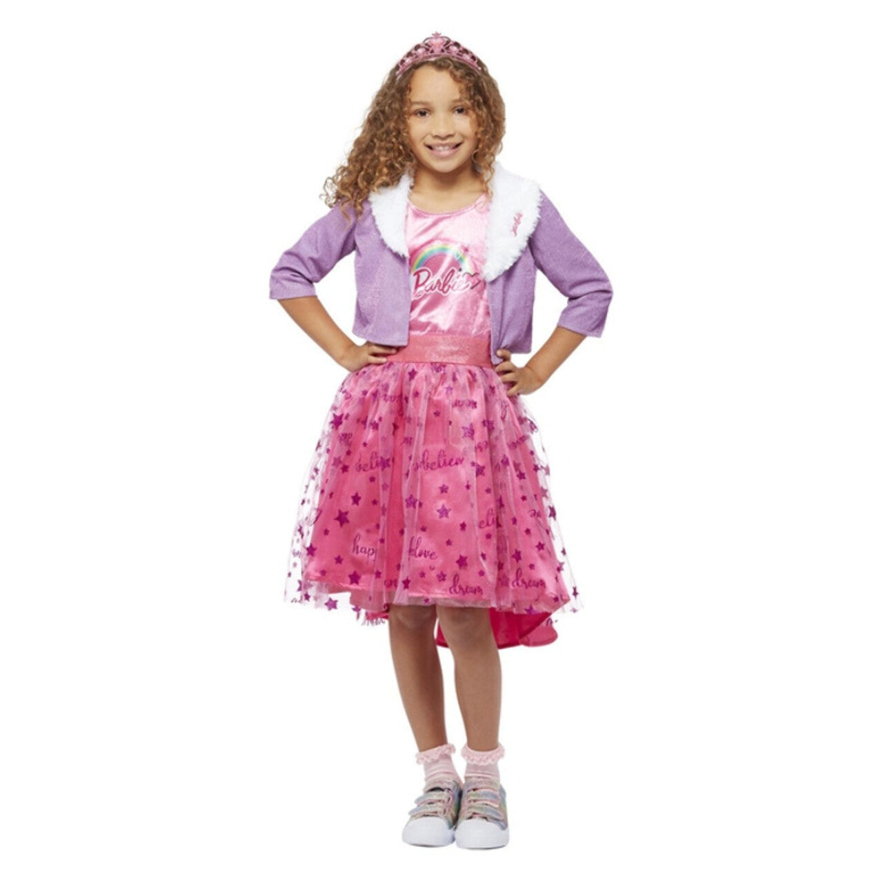 Op deze afbeelding zie je een Kostuums, van het merk Smiffy's. Prinses Barbie Ster Van De Regenboog Meisje Kostuum