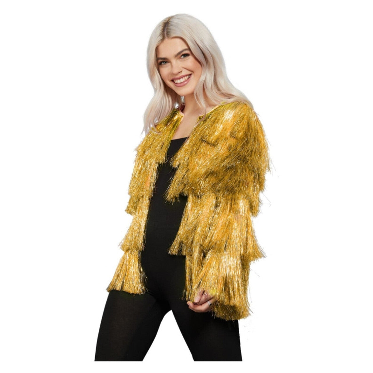 Op deze afbeelding zie je een Kostuums, van het merk Smiffy's. Gouden Flapper Je Los Jas Tina Vrouw Kostuum