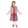 Englische Flagge Spicey Glitterkleid Kostüm für Mädchen