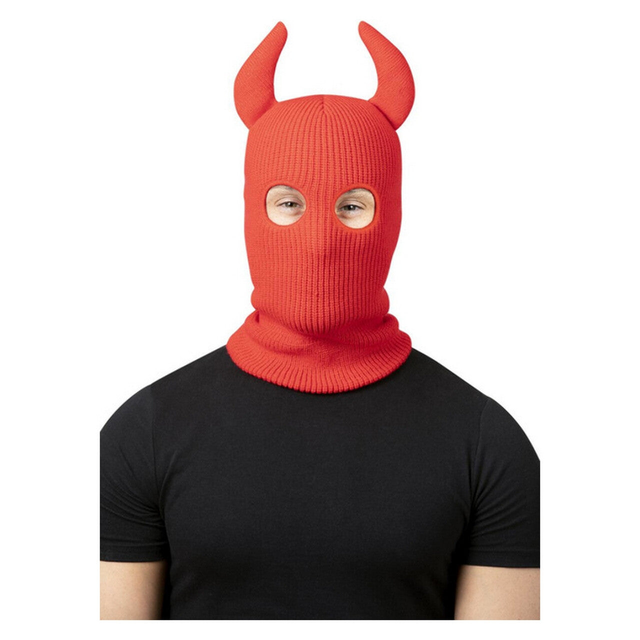 Op deze afbeelding zie je een Accessoires, van het merk Smiffy's. Duivelse Rode Bivakmuts Met Hoorns