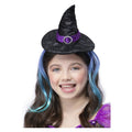 Glitzer Hexenstirnband Mini Hoed Schwarzes Lila Kind