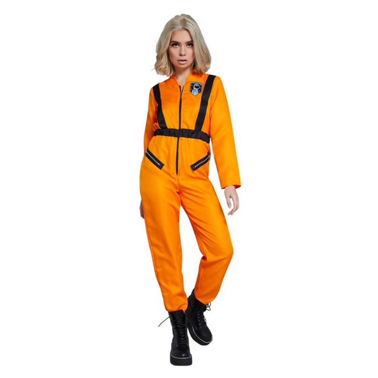 Op deze afbeelding zie je een Kostuums, van het merk Smiffy's. Team Orange Astronaut Vrouw Kostuum