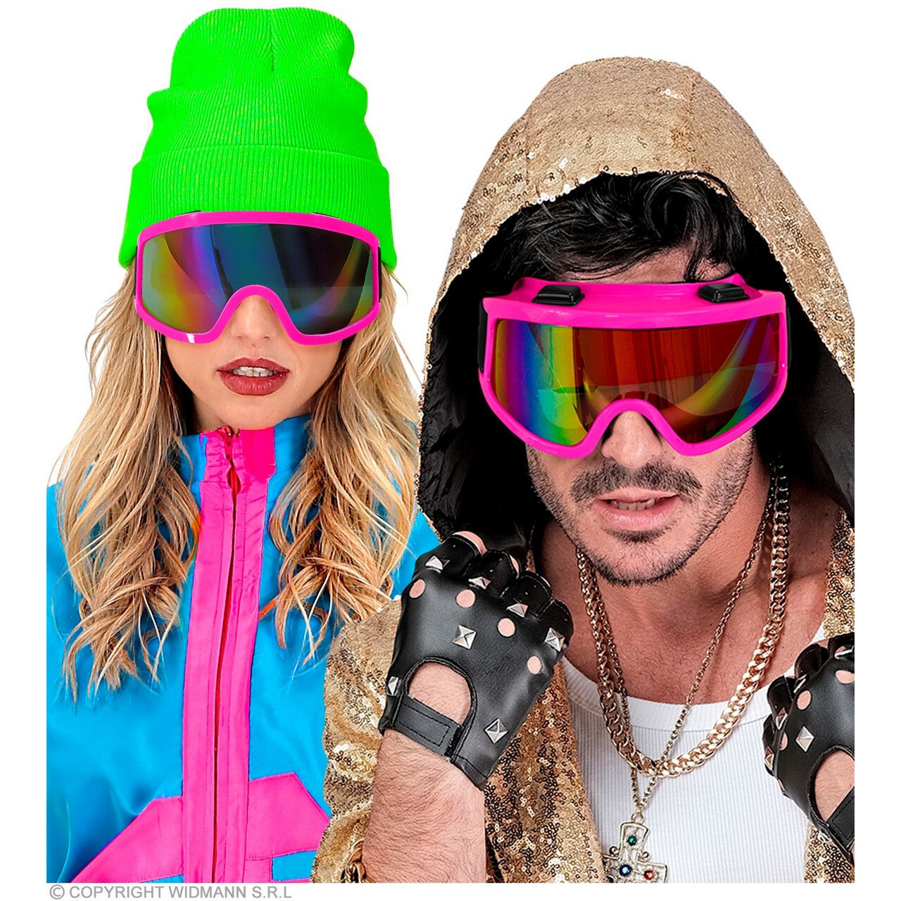 Op deze afbeelding zie je een Accessoires, van het merk Widmann. Ski-Bril 80s Neon Roze
