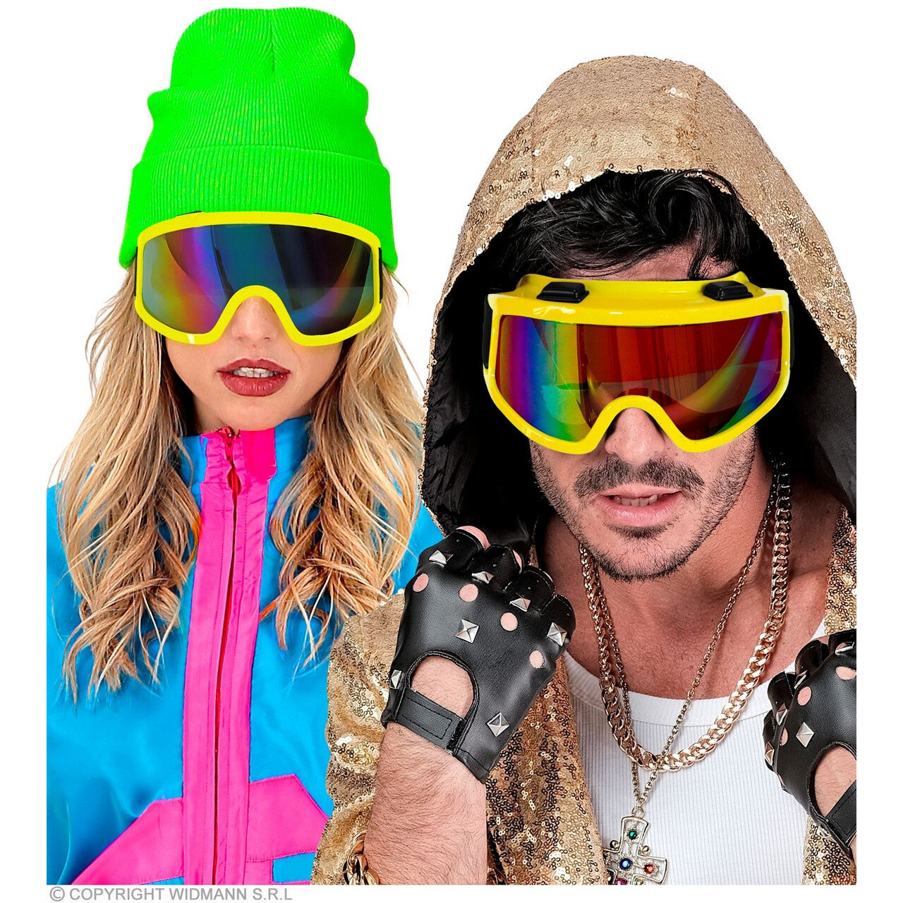 Op deze afbeelding zie je een Accessoires, van het merk Widmann. Ski-Bril 80s Neon Geel