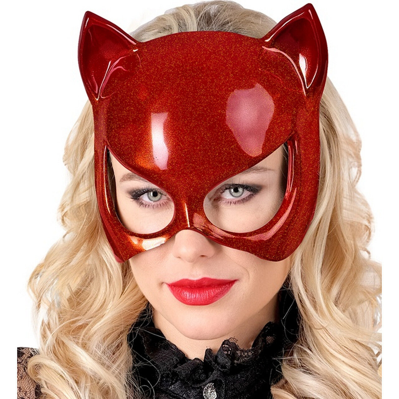 Op deze afbeelding zie je een Accessoires, van het merk Widmann. Catwoman Oogmasker Rood