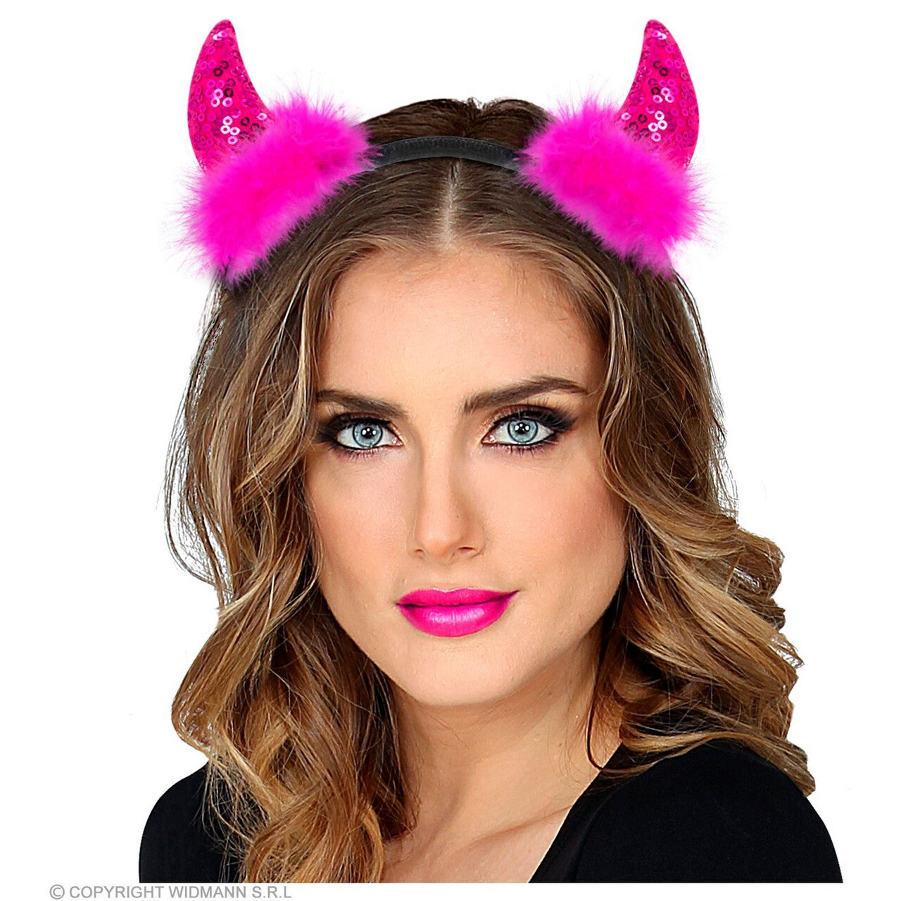 Op deze afbeelding zie je een Accessoires, van het merk Widmann. Sweet Devil Haarband Pailletten Roze