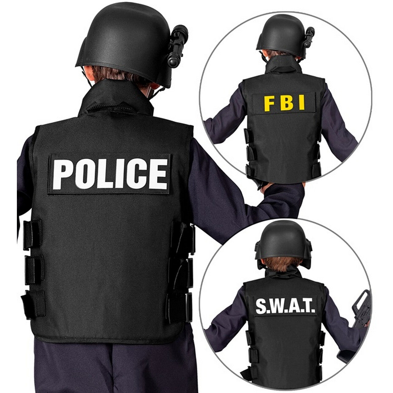 Op deze afbeelding zie je een Kostuums, van het merk Widmann. Vest Swat Police Fbi Kind