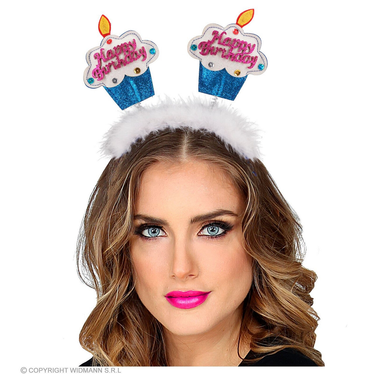 Op deze afbeelding zie je een Accessoires, van het merk Widmann. Cupcake Happy Birthday Haarband Blauw