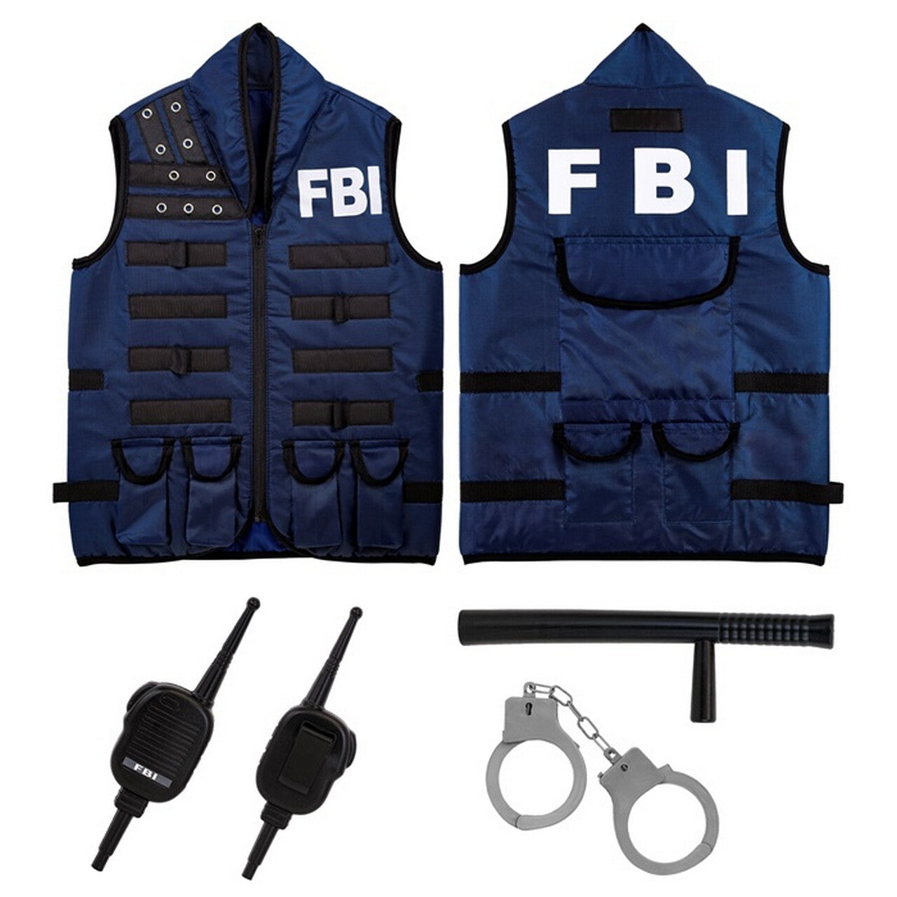 Op deze afbeelding zie je een Kostuums, van het merk Widmann. Utility Politie Vest Blauw Met Accessoires Kind Kostuum