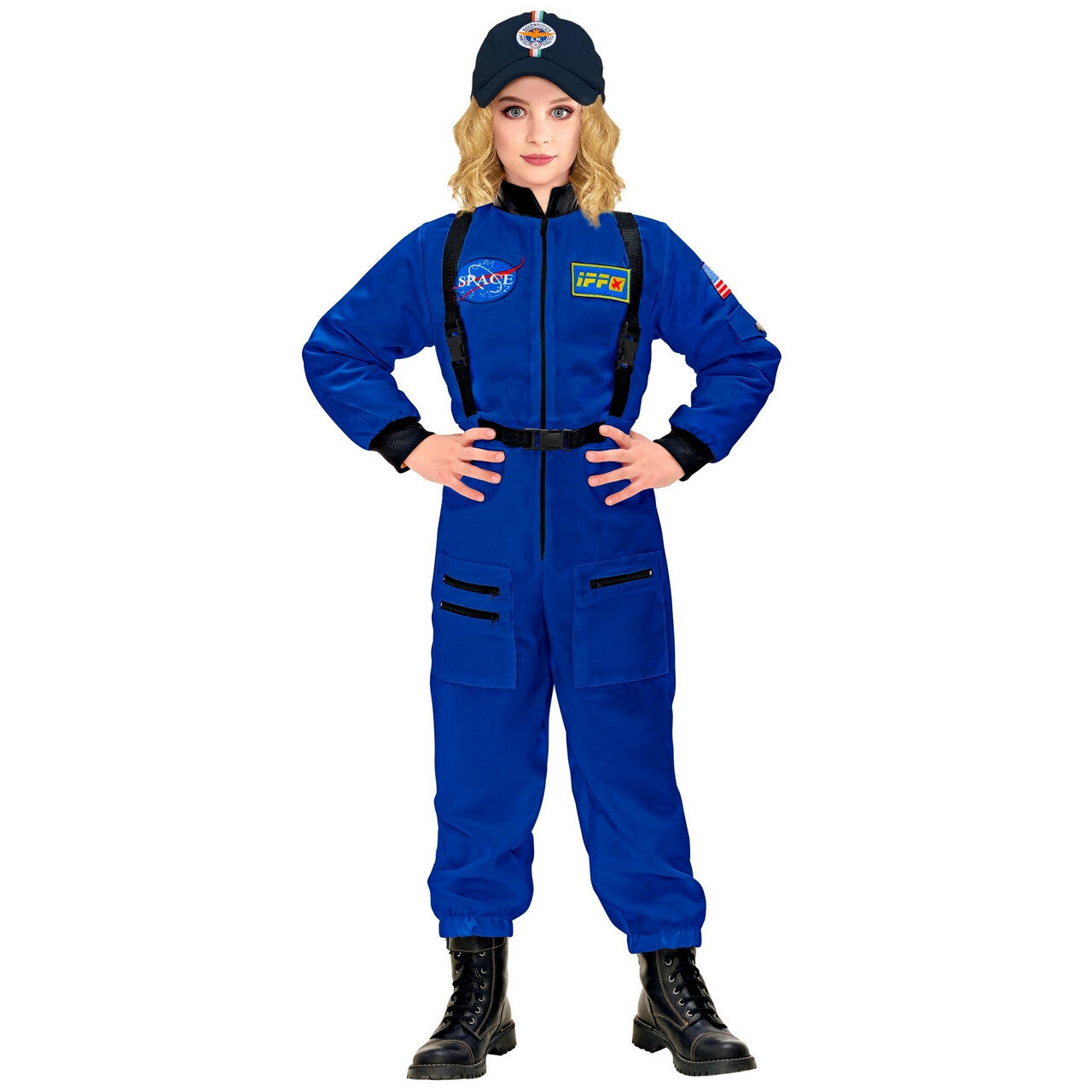 Op deze afbeelding zie je een Kostuums, van het merk Widmann. Blauwe Astronaut Op Weg Naar De Maan Kind Kind Kostuum