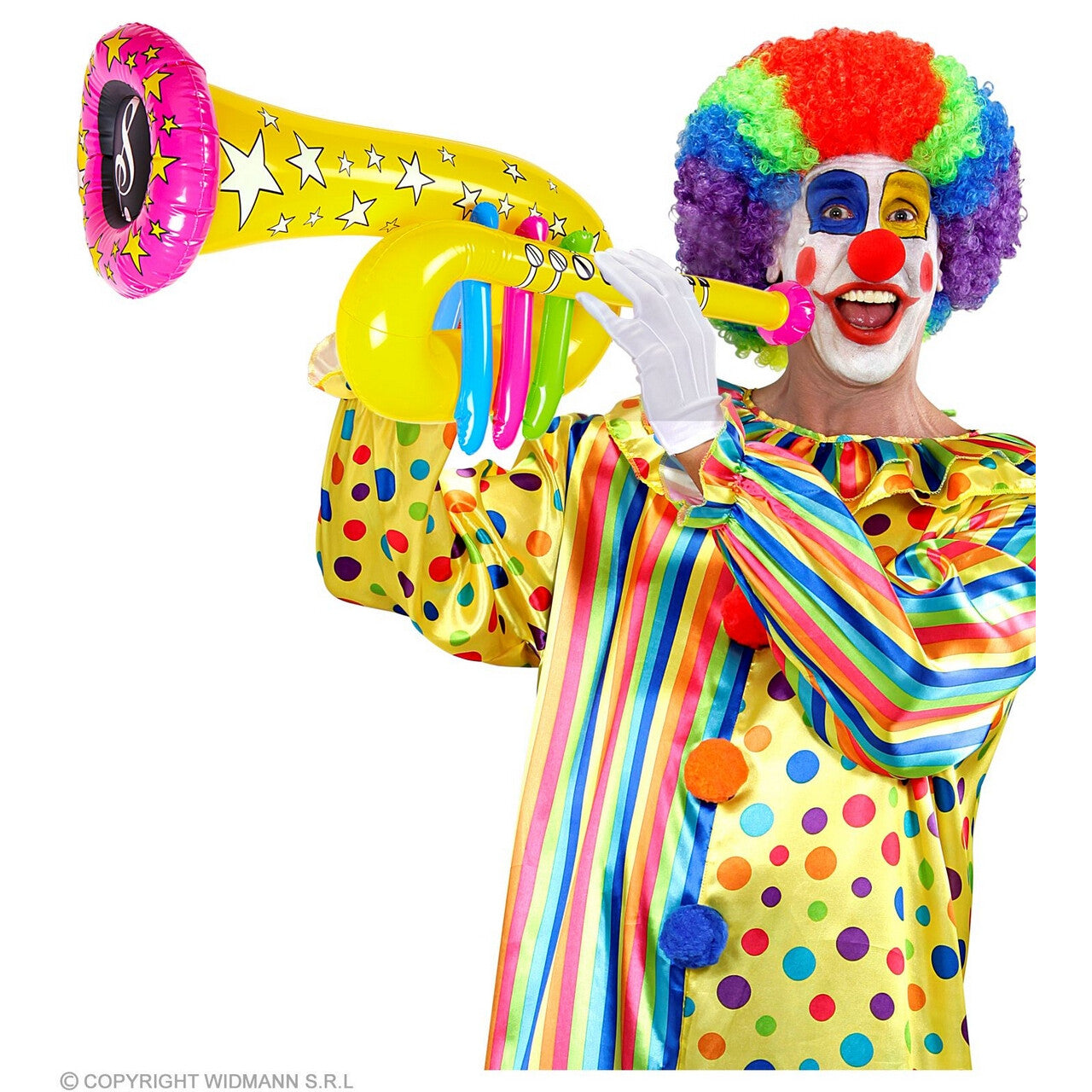 Op deze afbeelding zie je een Accessoires, van het merk Widmann. Opblaasbare Tuba Geel