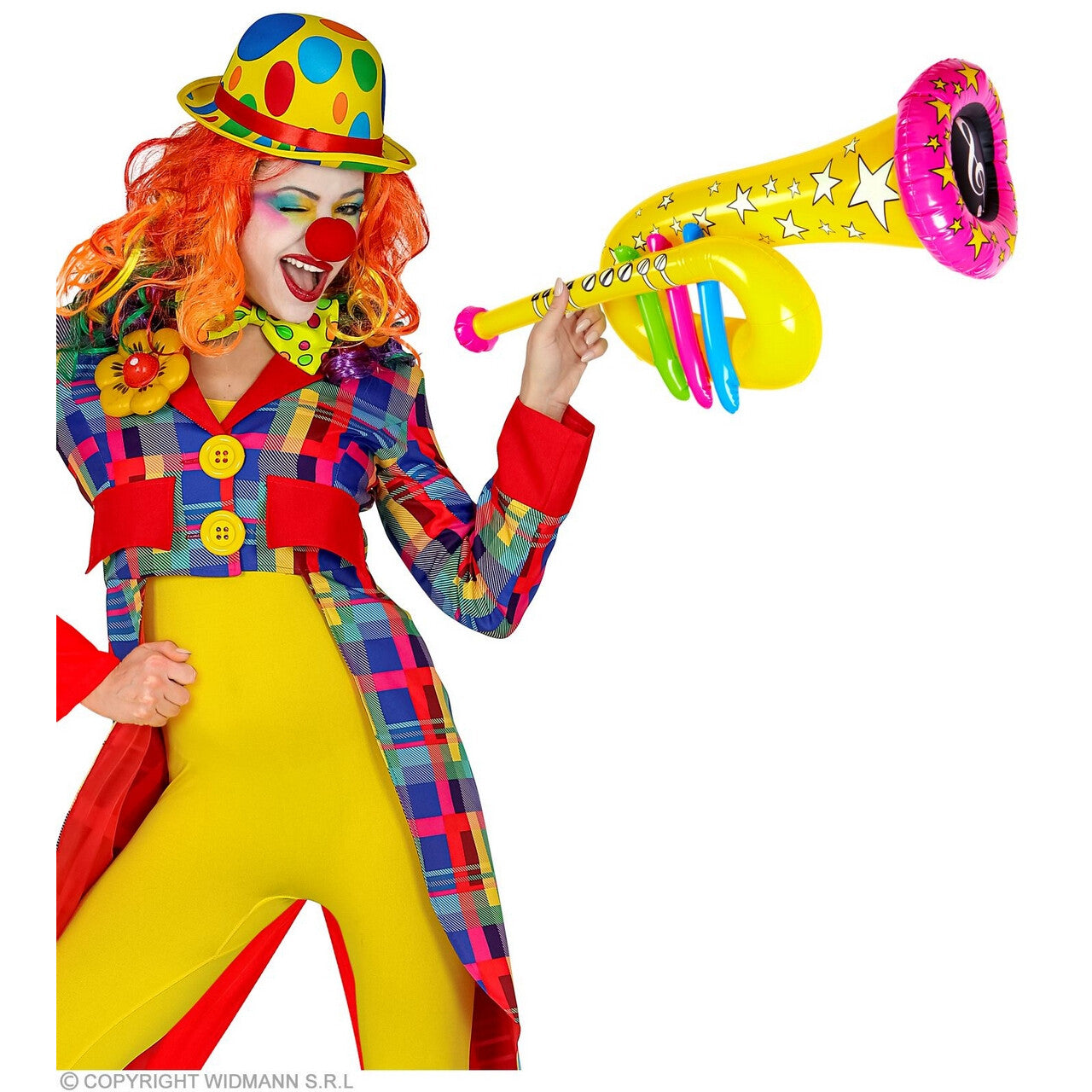 Op deze afbeelding zie je een Accessoires, van het merk Widmann. Opblaasbare Tuba Geel