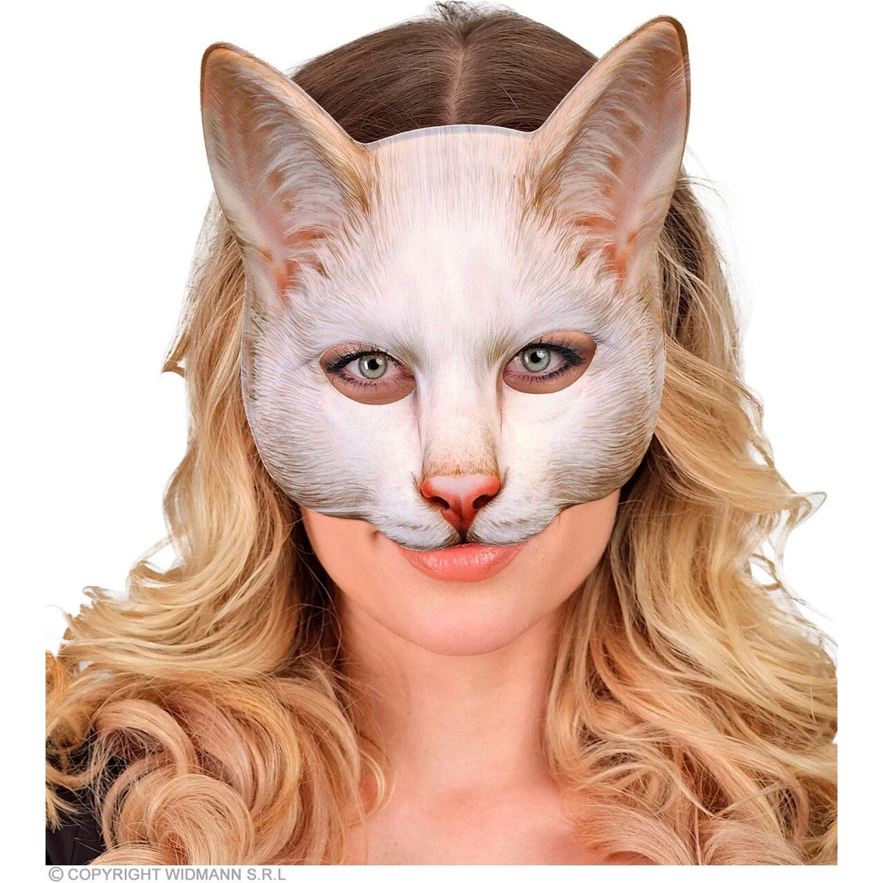 Op deze afbeelding zie je een Accessoires, van het merk Widmann. Masker Witte Kat