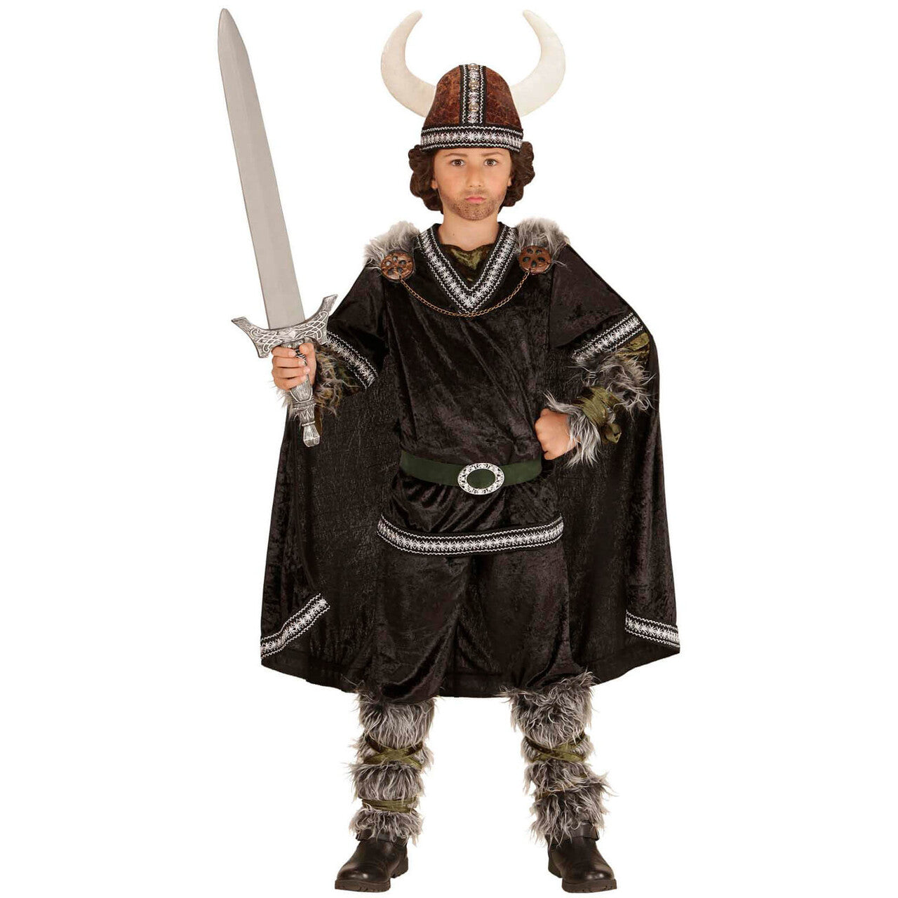 Op deze afbeelding zie je een Kostuums, van het merk Widmann. Zwart Ivar De Viking Jongen Kostuum