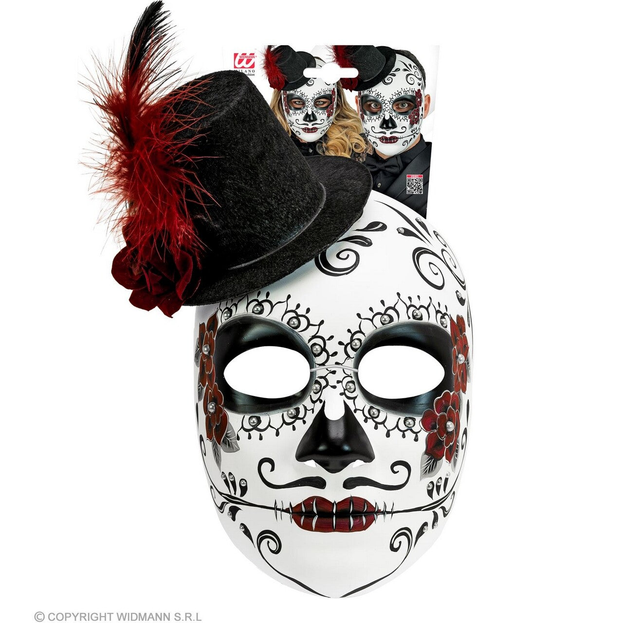 Op deze afbeelding zie je een Accessoires, van het merk Widmann. Masker Dag Van De Doden Met Hoed